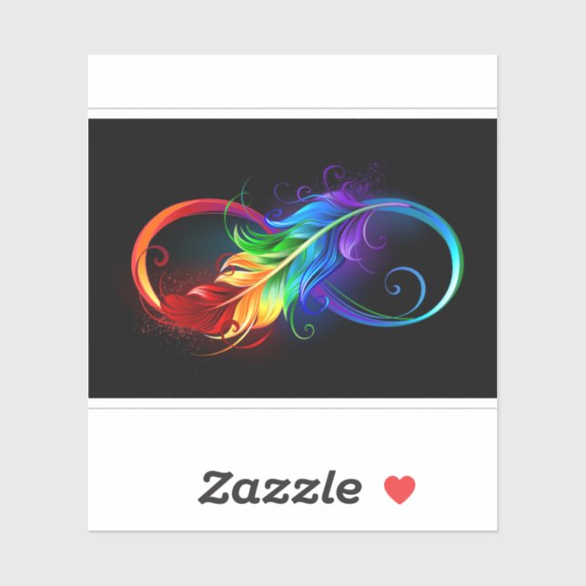 Infinity Symbol with Rainbow Feather Sticker (Sheet)