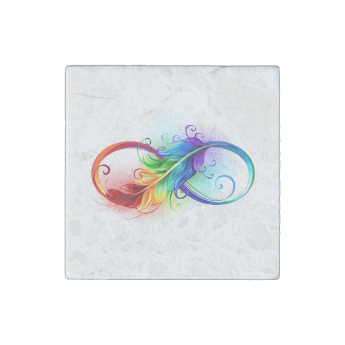 Infinity Symbol with Rainbow Feather Stone Magnet