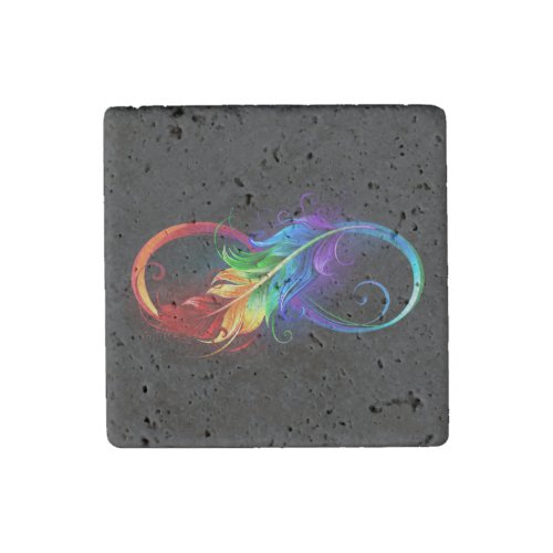 Infinity Symbol with Rainbow Feather Stone Magnet