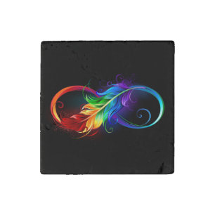 Infinity Symbol with Rainbow Feather Stone Magnet