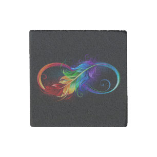 Infinity Symbol with Rainbow Feather Stone Magnet