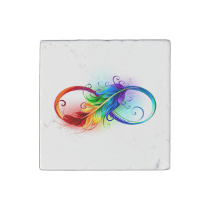 Infinity Symbol with Rainbow Feather Stone Magnet
