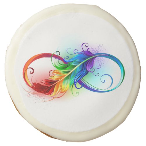 Infinity Symbol with Rainbow Feather Sugar Cookie