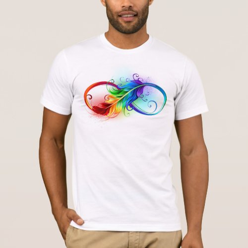 Infinity Symbol with Rainbow Feather T_Shirt