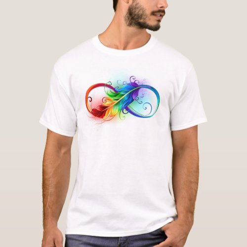 Infinity Symbol with Rainbow Feather T_Shirt