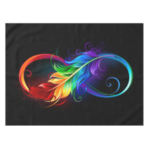 Infinity Symbol with Rainbow Feather Tablecloth