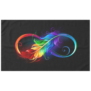 Infinity Symbol with Rainbow Feather Tablecloth