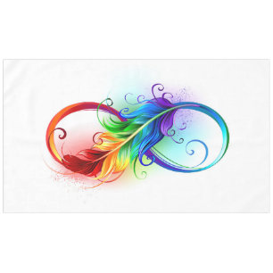 Infinity Symbol with Rainbow Feather Tablecloth