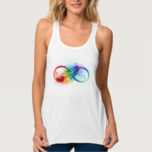 Infinity Symbol with Rainbow Feather Tank Top