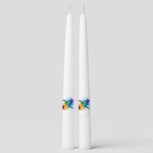 Infinity Symbol with Rainbow Feather Taper Candle