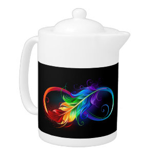 Infinity Symbol with Rainbow Feather Teapot