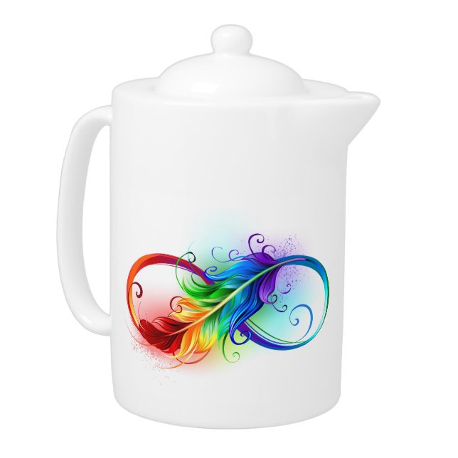 Infinity Symbol with Rainbow Feather Teapot (Left)