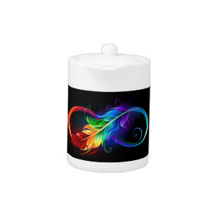 Infinity Symbol with Rainbow Feather Teapot