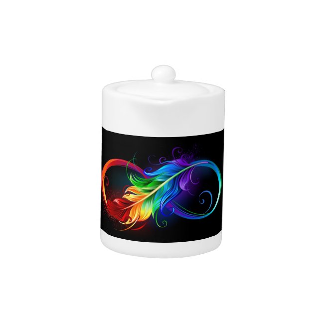 Infinity Symbol with Rainbow Feather Teapot (Front)