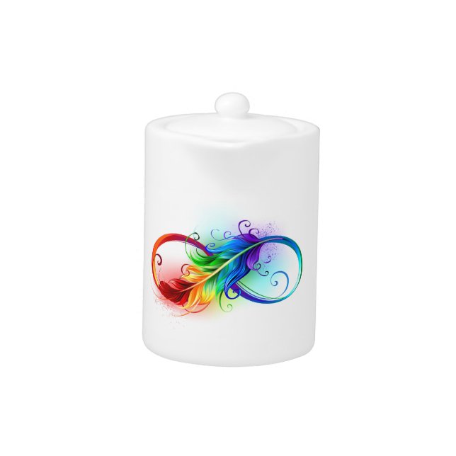 Infinity Symbol with Rainbow Feather Teapot (Front)