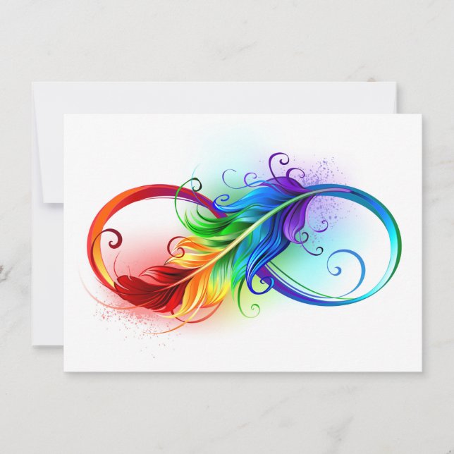 Infinity Symbol with Rainbow Feather Thank You Card (Front)