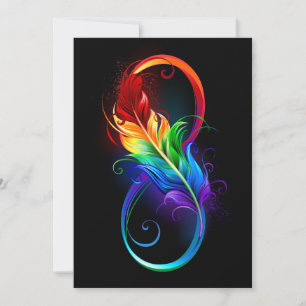 Infinity Symbol with Rainbow Feather Thank You Card