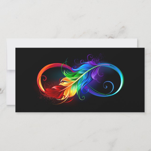 Infinity Symbol with Rainbow Feather Thank You Card (Front)