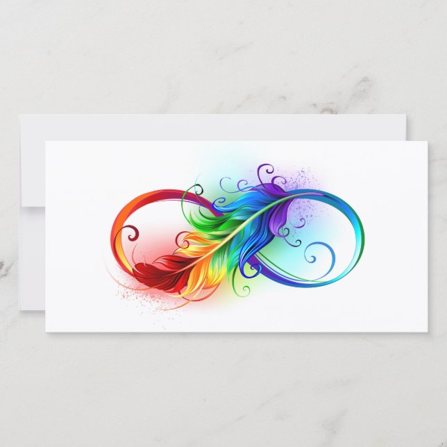 Infinity Symbol with Rainbow Feather Thank You Card (Front)