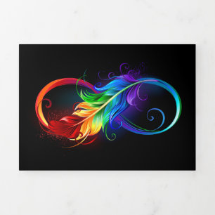 Infinity Symbol with Rainbow Feather Tri-Fold Announcement
