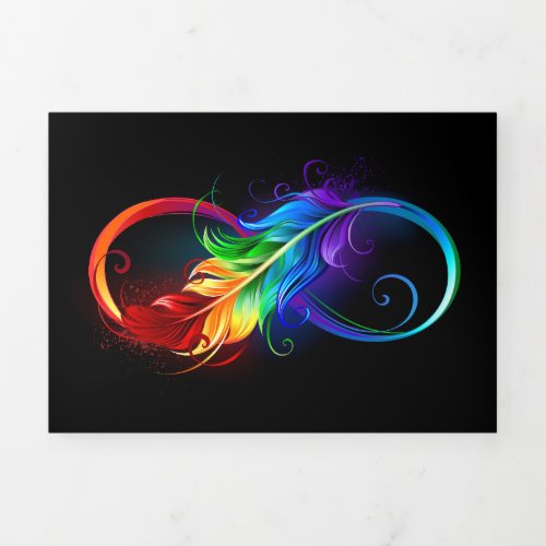 Infinity Symbol with Rainbow Feather Tri_Fold Holiday Card