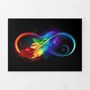 Infinity Symbol with Rainbow Feather Tri-Fold Holiday Card