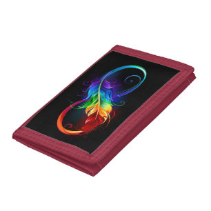 Infinity Symbol with Rainbow Feather Tri-fold Wallet