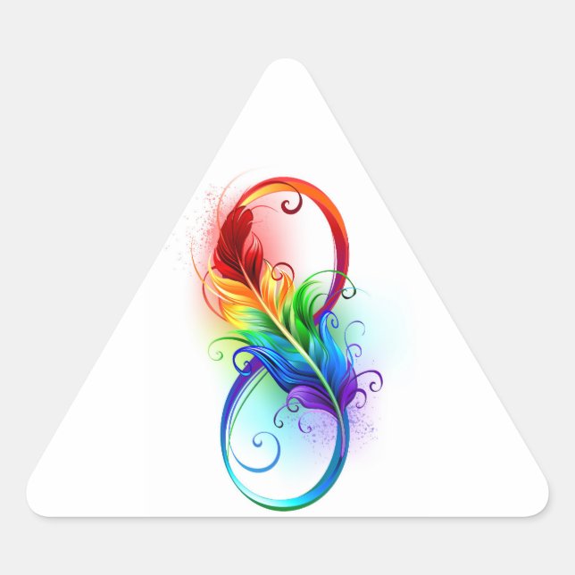 Infinity Symbol with Rainbow Feather Triangle Sticker (Front)