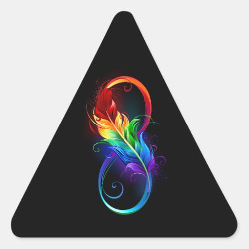 Infinity Symbol with Rainbow Feather Triangle Sticker