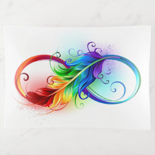 Infinity Symbol with Rainbow Feather Trinket Tray