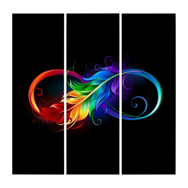 Infinity Symbol with Rainbow Feather Triptych (Front)