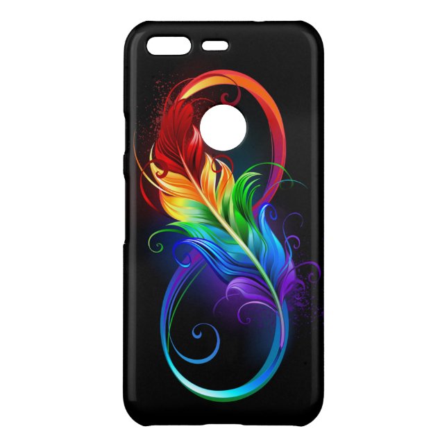 Infinity Symbol with Rainbow Feather Uncommon Google Pixel Case (Back)