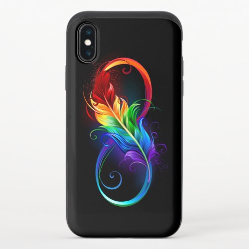 Infinity Symbol with Rainbow Feather iPhone XS Slider Case