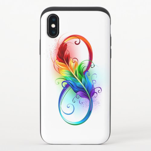 Infinity Symbol with Rainbow Feather iPhone XS Slider Case