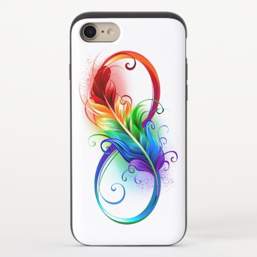 Infinity Symbol with Rainbow Feather iPhone 87 Slider Case