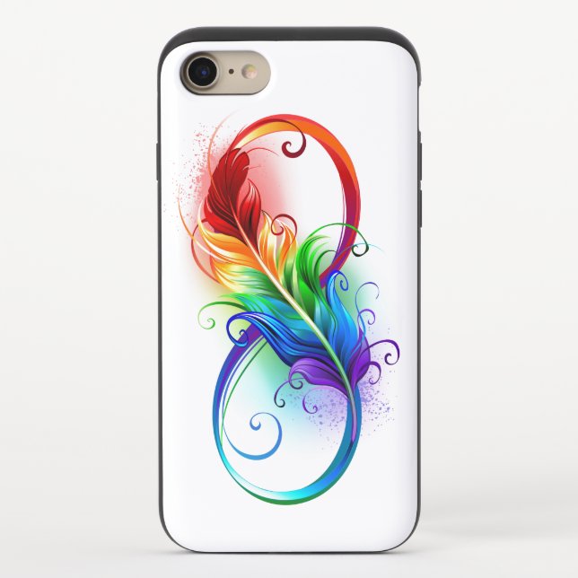 Infinity Symbol with Rainbow Feather Uncommon iPhone Case (Back)