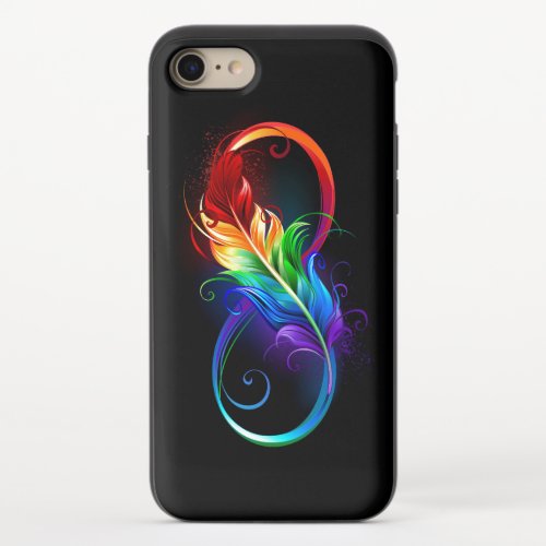 Infinity Symbol with Rainbow Feather iPhone 87 Slider Case