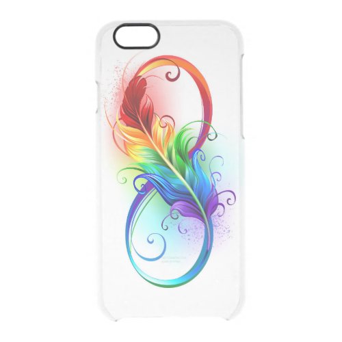 Infinity Symbol with Rainbow Feather Clear iPhone 66S Case