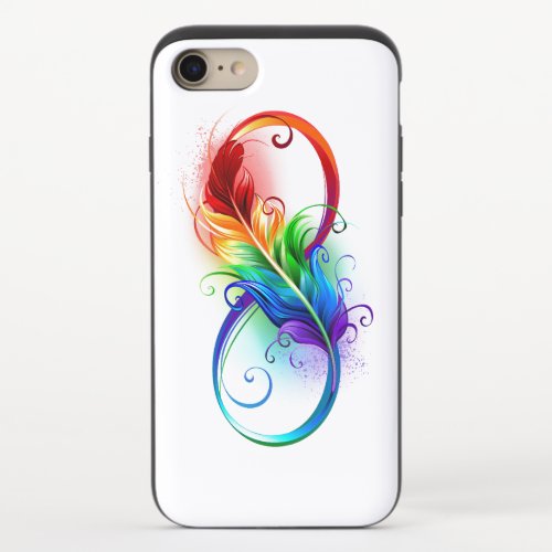 Infinity Symbol with Rainbow Feather iPhone 87 Slider Case