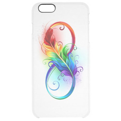 Infinity Symbol with Rainbow Feather Clear iPhone 6 Plus Case