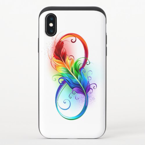 Infinity Symbol with Rainbow Feather iPhone X Slider Case