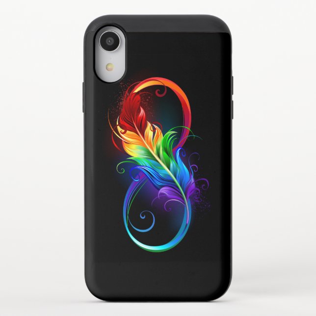 Infinity Symbol with Rainbow Feather Uncommon iPhone Case (Back)