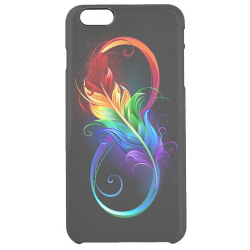 Infinity Symbol with Rainbow Feather Clear iPhone 6 Plus Case