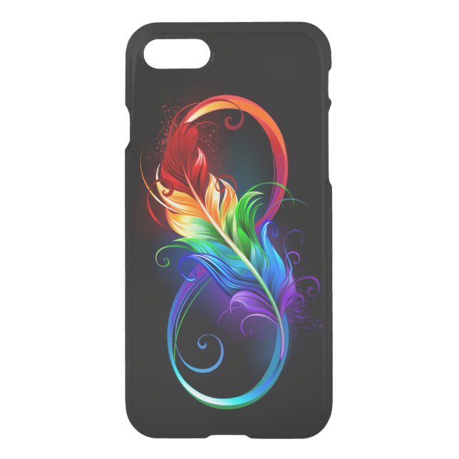 Infinity Symbol with Rainbow Feather Uncommon iPhone Case (Back)