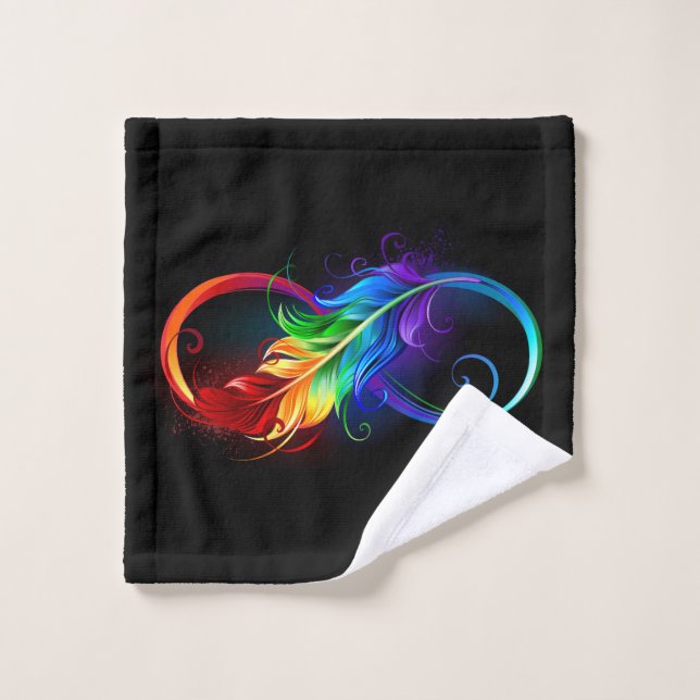 Infinity Symbol with Rainbow Feather Wash Cloth (Wash Cloth)