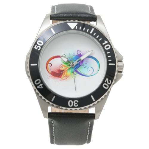 Infinity Symbol with Rainbow Feather Watch