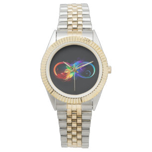 Infinity Symbol with Rainbow Feather Watch