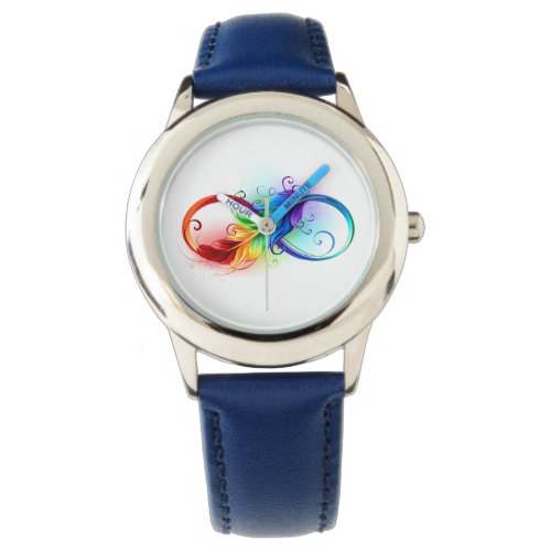 Infinity Symbol with Rainbow Feather Watch