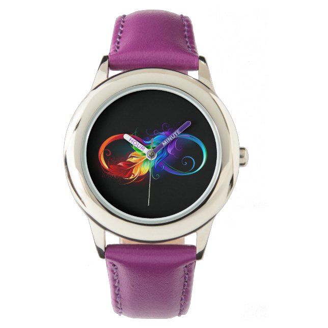 Infinity Symbol with Rainbow Feather Watch (Front)