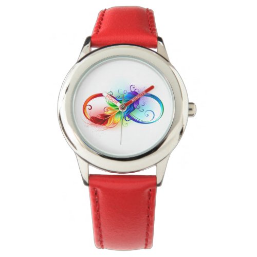 Infinity Symbol with Rainbow Feather Watch